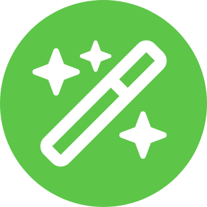 white wand on a green circle